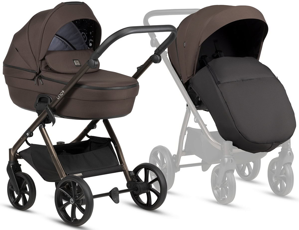 Детская коляска Tutis Uno 6 Plus Essential collection 3 в 1 с автокреслом Elo Lux EduSky Black 1602147 Tiramissu с сумкой