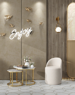 Набор журнальных столиков Селена 60 и 45 см стекло белый мрамор сталь золото