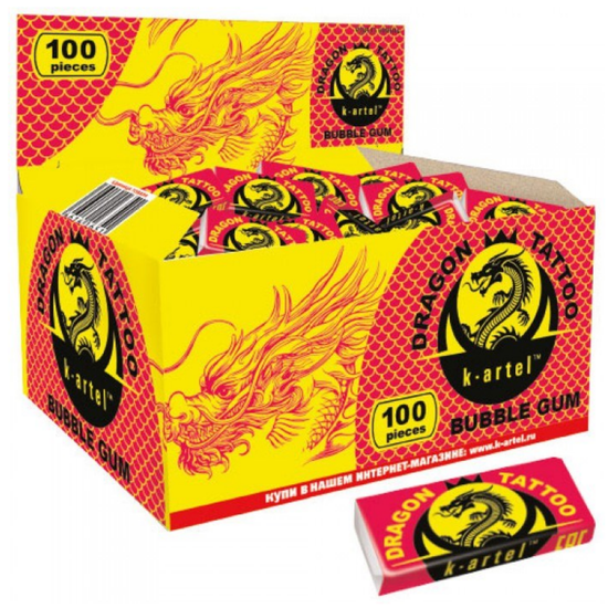 Жевательная резинка Dragon недражированная с тату со вкусом тутти-фрутти 2,5гр