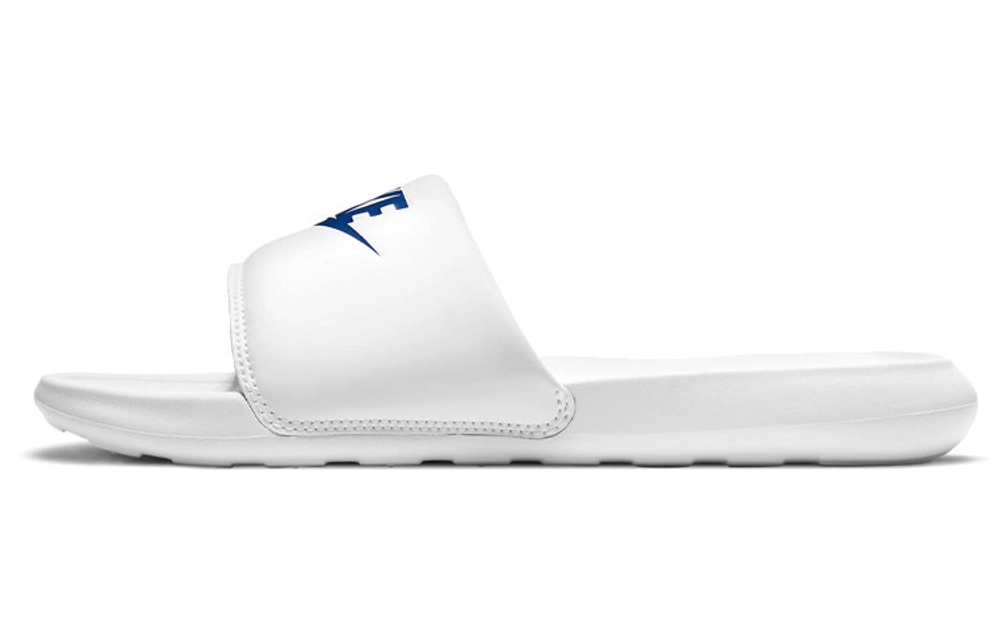 Nike Victori One comfortable and fashionable rubber-soled non-slip one-word slippers men's white and blue