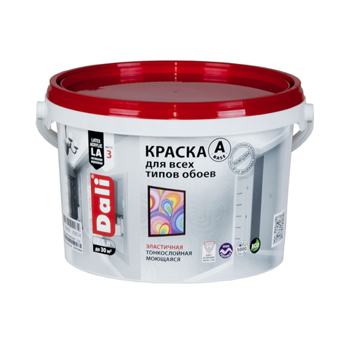20907 КРАСКА АКРИЛОВАЯ "DALI" ДЛЯ ОБОЕВ  БАЗА А  2,5 Л (1) ВЫСОКОТИКСОТРОПНАЯ "РОГНЕДА"