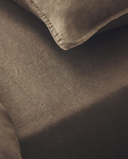 Zara Home - Простыня из постиранного льна (вес 140 гхм2), серо-коричневый, 270x280 см