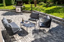 "Милан" лаунж-зона 4-местная плетеная из роупа (веревки), каркас алюминиевый темно-серый, роуп темно-серый