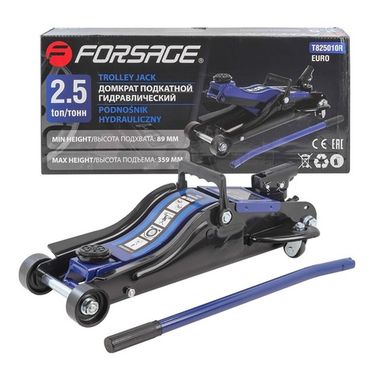 Домкрат подкатной гидравлический 2.5т низкопрофильный (h min 89мм, h max 359мм) с поворотной ручкой Forsage F-T825010R(Euro)2,5т