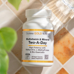 California Gold Nutrition, мультивитамины и минералы с метилом B12, витамином C, L-метилфолатом и биокверцетином, для приёма два раза в день, 60 растительных капсул
