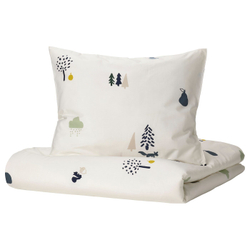 IKEA BARNDRÖM  (ИКЕА БАРНДРÖМ)  -  Пододеяльник и наволочка, рисунок лесных животных/мультиколор, 150x200/50x60 см