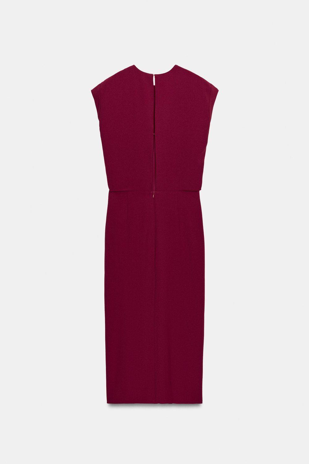 ZARA ПЛАТЬЕ МИДИ С ВОЛАНАМИ — ZW COLLECTION, БУРГУНДИ