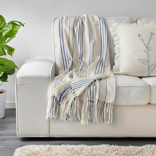 Плед IKEA AKERNEJLIKA (ОКЕРНЕЙЛИКА), Бежевый с рисунком, 110х170 см