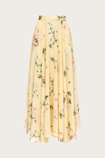 ЮБКА ИЗ ЖЕЛТОГО ШЕЛКА С ЦВЕТОЧНЫМ ПРИНТОМ