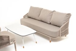 "Верона" лаунж-зона 5-местная плетеная из роупа (веревки), каркас алюминиевый белый, роуп бежевый