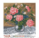 "Пионы в вазе"-1279 канва с рисунком