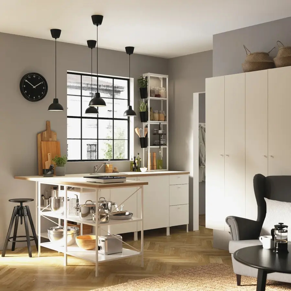 Высокий шкаф с дверцами - IKEA ENHET, белый, 30х32х180 см, ЭНХЕТ ИКЕА