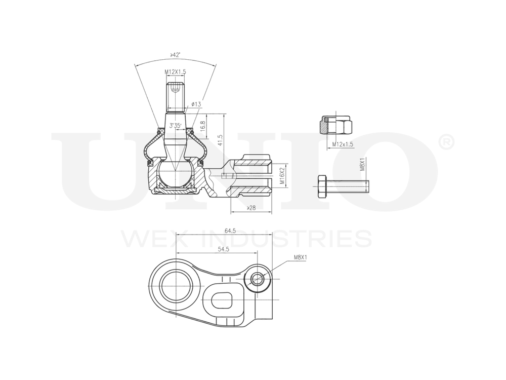 Наконечник рулевой левый UNIO SSP-10064