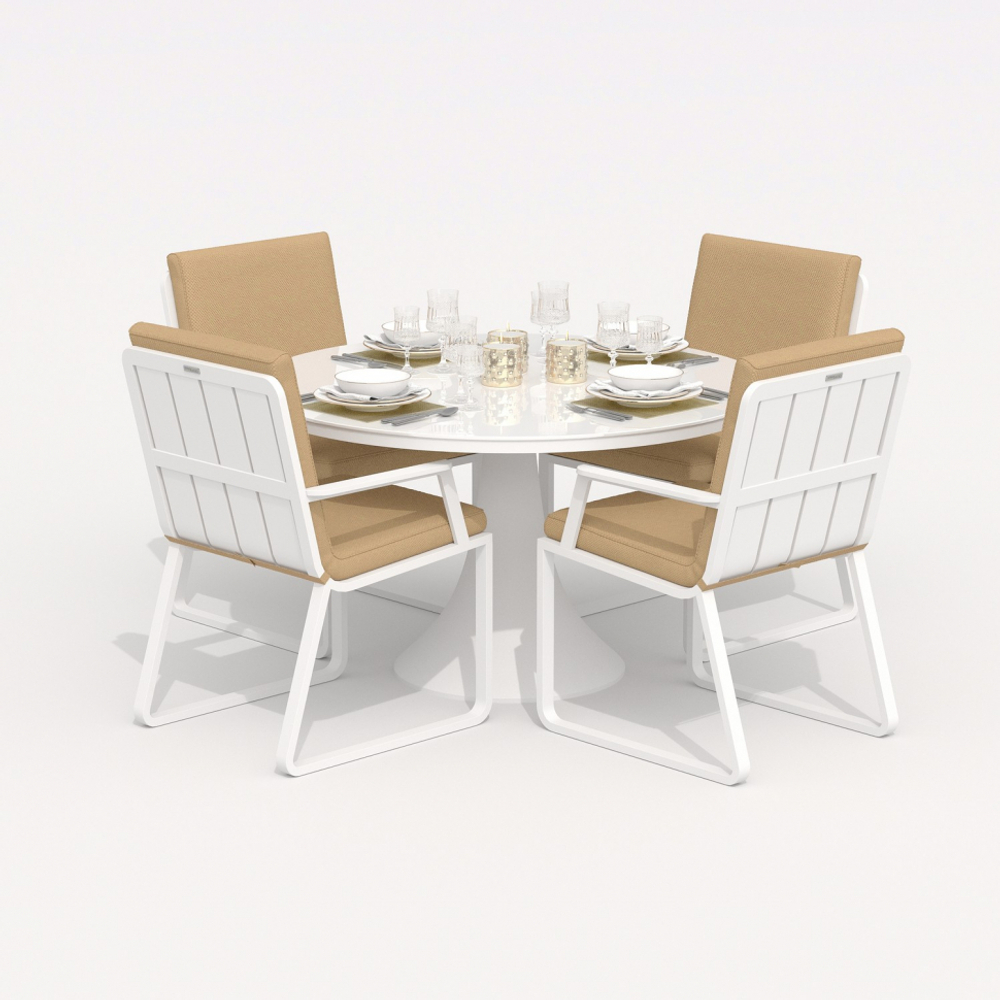 Стул Ideal Patio АЛЬБА бежевый - белый каркас