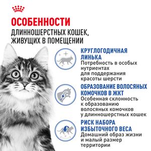 Сухой корм Royal Canin Indoor Long Hair для взрослых длинношерстных кошек, живущих в помещении