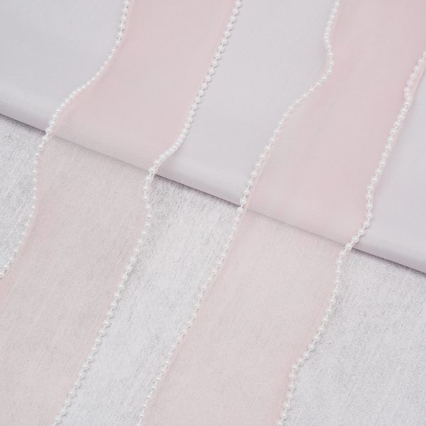 Лента декоративная с бусинами 70 мм / 9.14 метра, 02 розовый