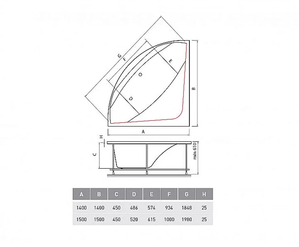Акриловая ванна Vayer Boomerang 150x150