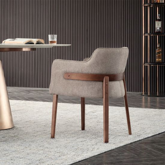 Кресло Enio дерево и серо-бежевая рогожка