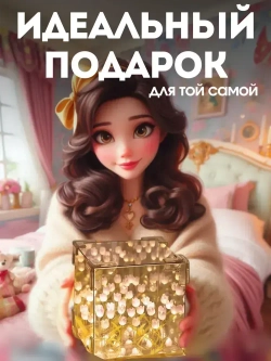 Ночник зеркало с розовыми тюльпанами в кубе, DAZLE