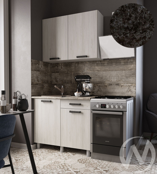 Кухня Элиана 1.0м (корпус белый/ясень анкор светлый) 26мм кастилло темный