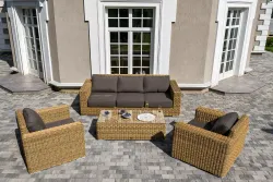 "Боно" лаунж-зона из искусственного ротанга, цвет соломенный