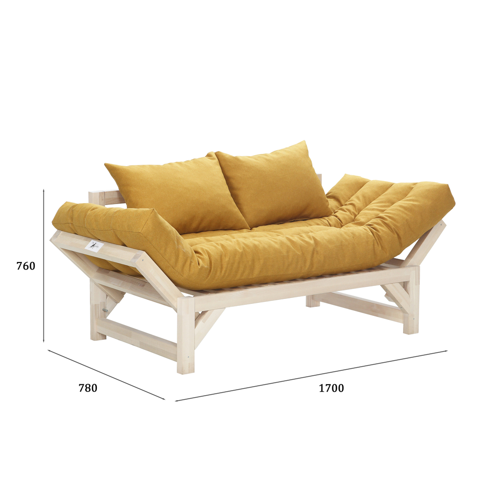 Диван Мебелик Бинго ткань savana plus yellow, каркас лак