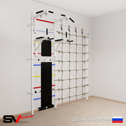 Шведская стенка Sv Sport усиленная 6050 (Турник стандарт/Брусья/Скамья/Канатный лаз)