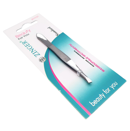 Zinger Пинцет Standart 86012-М скошенный серебристый матовый