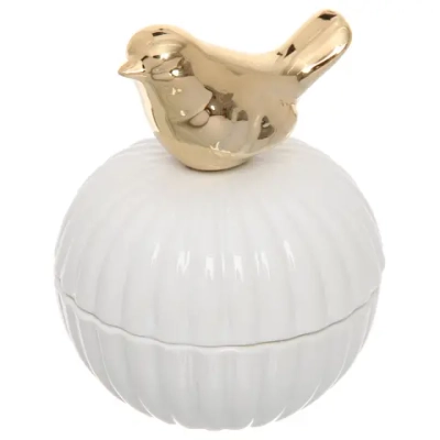 Шкатулка керамическая «GOLD Podarok», птичка, цвет белый, 9,8*7,5*3см (в инд. коробке)
