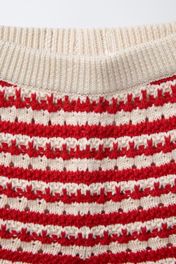 ZARA ШОРТЫ ИЗ ТРИКОТАЖА В ПОЛОСКУ, КРАСНЫЙ