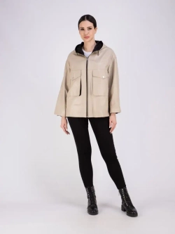 Куртка женская из натуральной кожи с капюшоном Турция