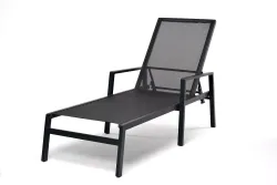 "Парма" шезлонг из алюминия темно-серый (RAL7024) муар, ткань текстилен темно-серая