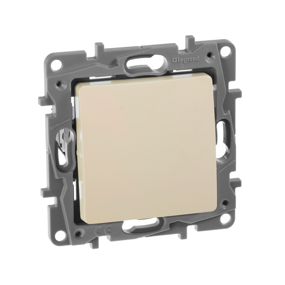 Выключатель кнопочный 1-клавишный с нормально-открытым/нормально-закрытым контактом 6А 250В слоновая кость ETIKA Legrand