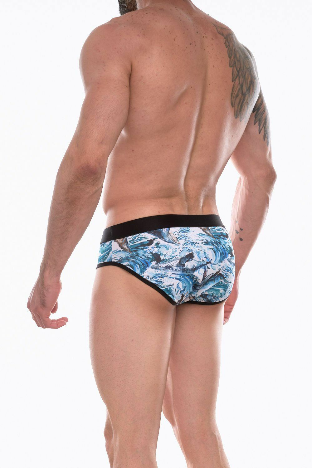 Мужские трусы-брифы с принтом в виде китов (Размер: L) (Цвет: голубой)