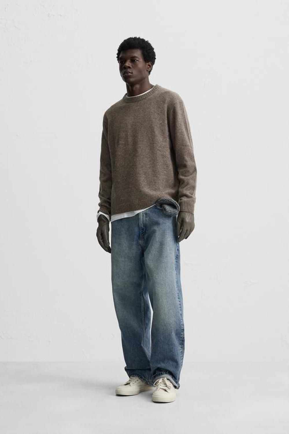 ZARA СВИТЕР ИЗ 100% ШЕРСТИ С ТРИКОТАЖНОЙ ПРЯЖКОЙ, РЫЖЕВАТО-КОРИЧНЕВЫЙ С МЕЛАНЖЕВЫМ ЭФФЕКТОМ