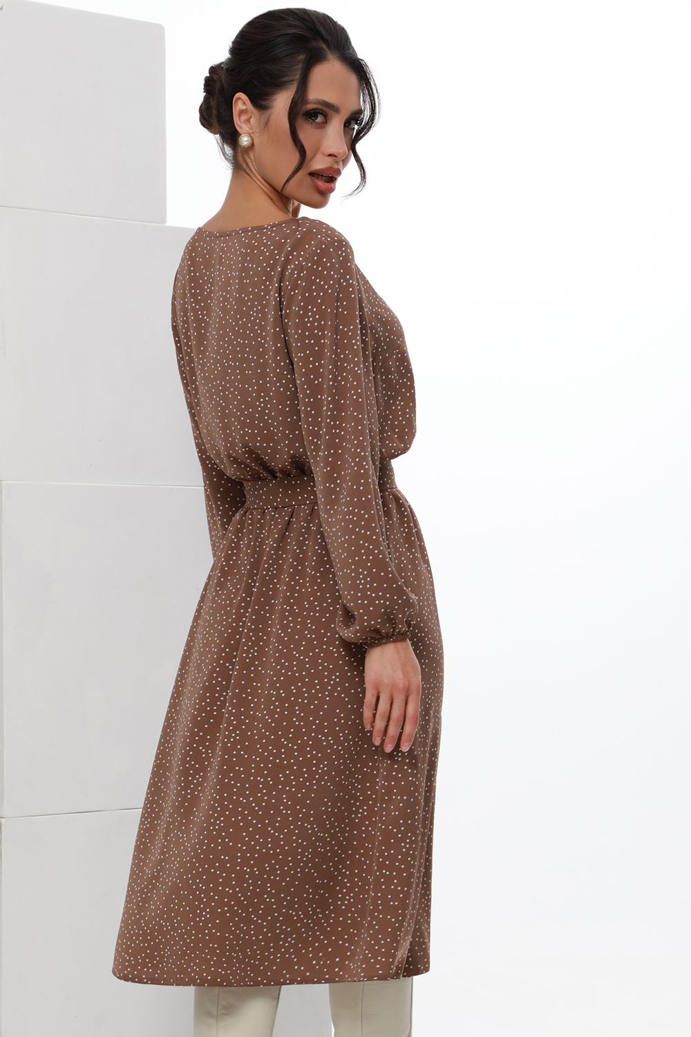 Платье с поясом светло-коричневое DStrend (Акция)