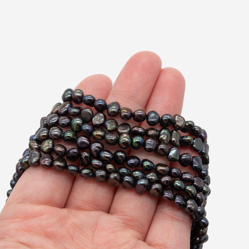 Жемчуг культивированный A Grade с поперечным отверстием, "Таитянский", 5-6мм, фриформ