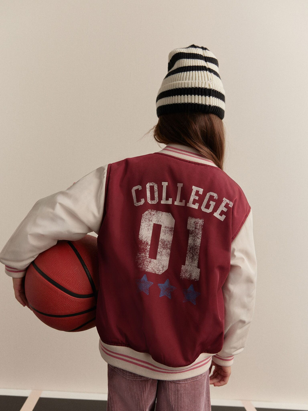 Бомбер для девочки Next E25-217, Бордовый, Бежевый