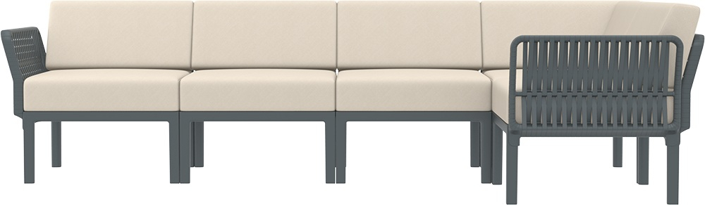 Комплект пластиковой мебели Siesta Contract Portofino Lounge Corner, темно-серый, бежевый