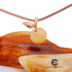 Ефимов Золотая подвеска "Медовое яблочко" 585 пробы с Калининградским, цельным, натуральным янтарем