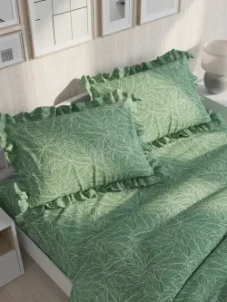 Декоративная наволочка с рюшами, оборками "Джунгли" 50х70 см, 1 шт, без молнии