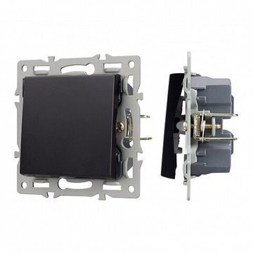 Механизм выключателя одноклавишный перекрёстный 043719 черный SWT-MKX1-PL-BK (250V, 16A) Arlight