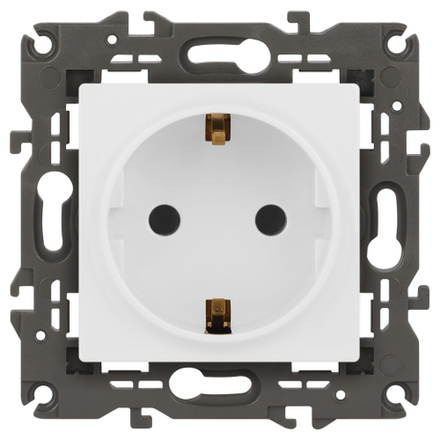 Розетка ЭРА Elegance 14-2101-01М с заземлением 2P+E Schuko 16А-250В белый матовый