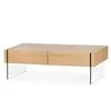 Журнальный стол с ящиками Somerset 127x60 см, шпон дуба, стеклянные ножки