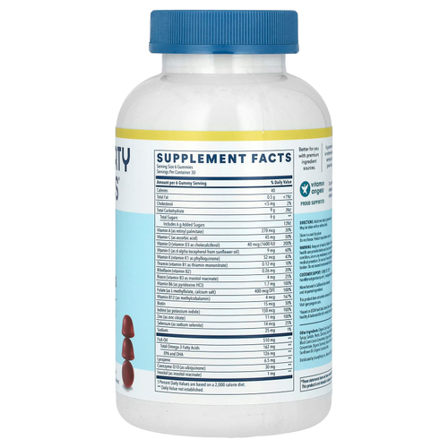 SmartyPants, жевательные мультивитамины и омега для мужчин, лимонный крем, голубика и ежевика, 180 жевательных таблеток