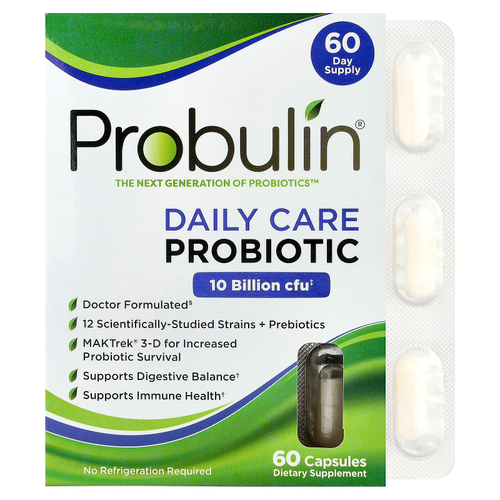 Probulin, Пробиотик для ежедневного ухода, 10 млрд КОЕ, 60 капсул