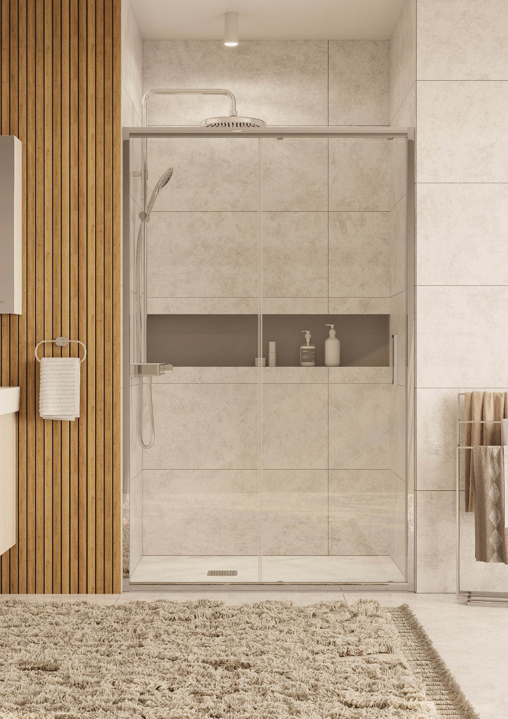 Боковая панель Roca Leon 900х1950мм, профиль хром, стекло прозрачное ZRU9307670