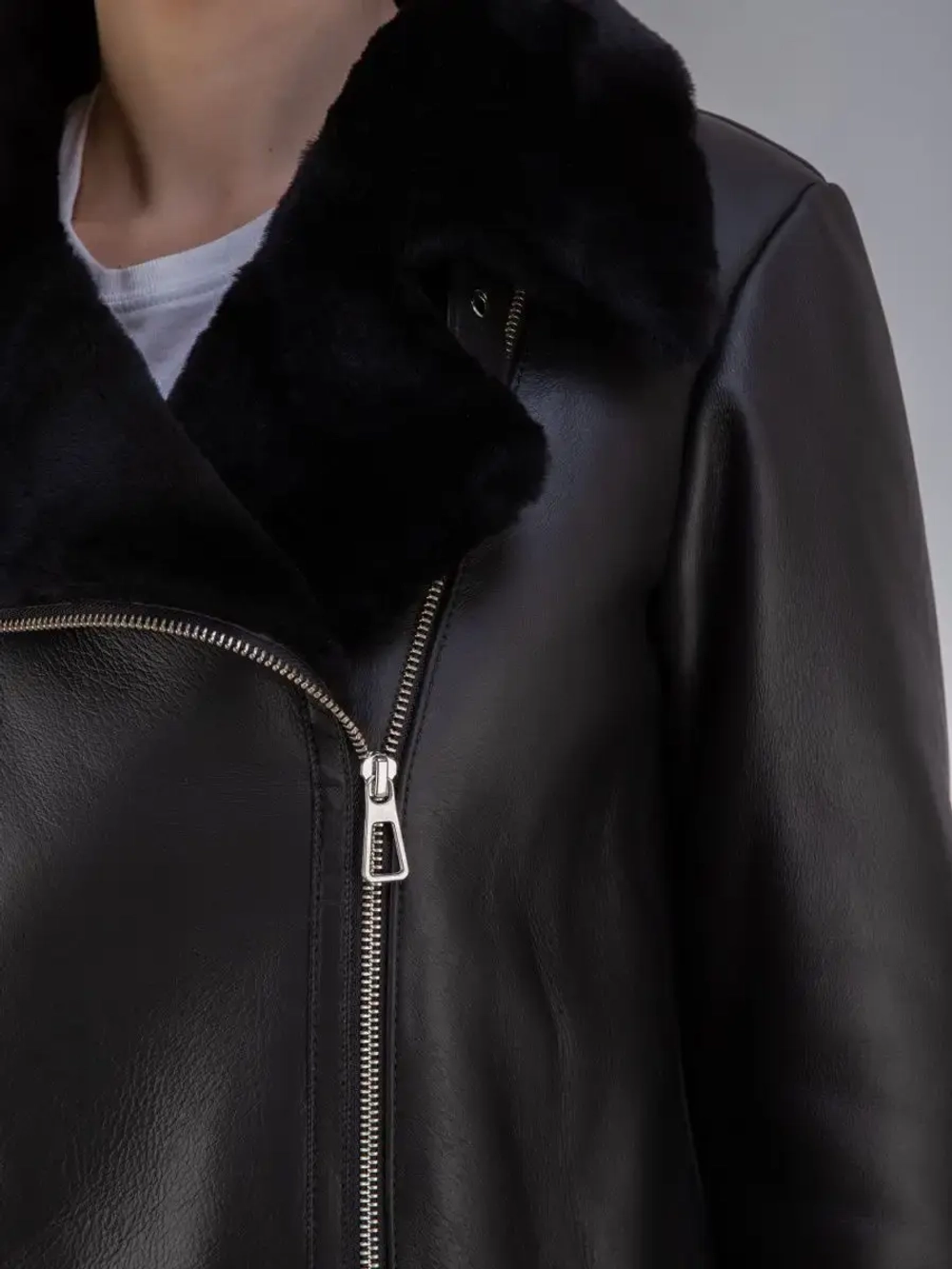 Дубленка натуральная авиатор длинная Турция