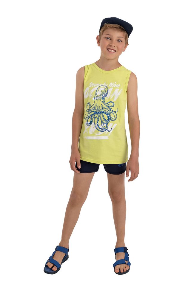 Яркая хлопковая майка с принтом спереди Neon Green