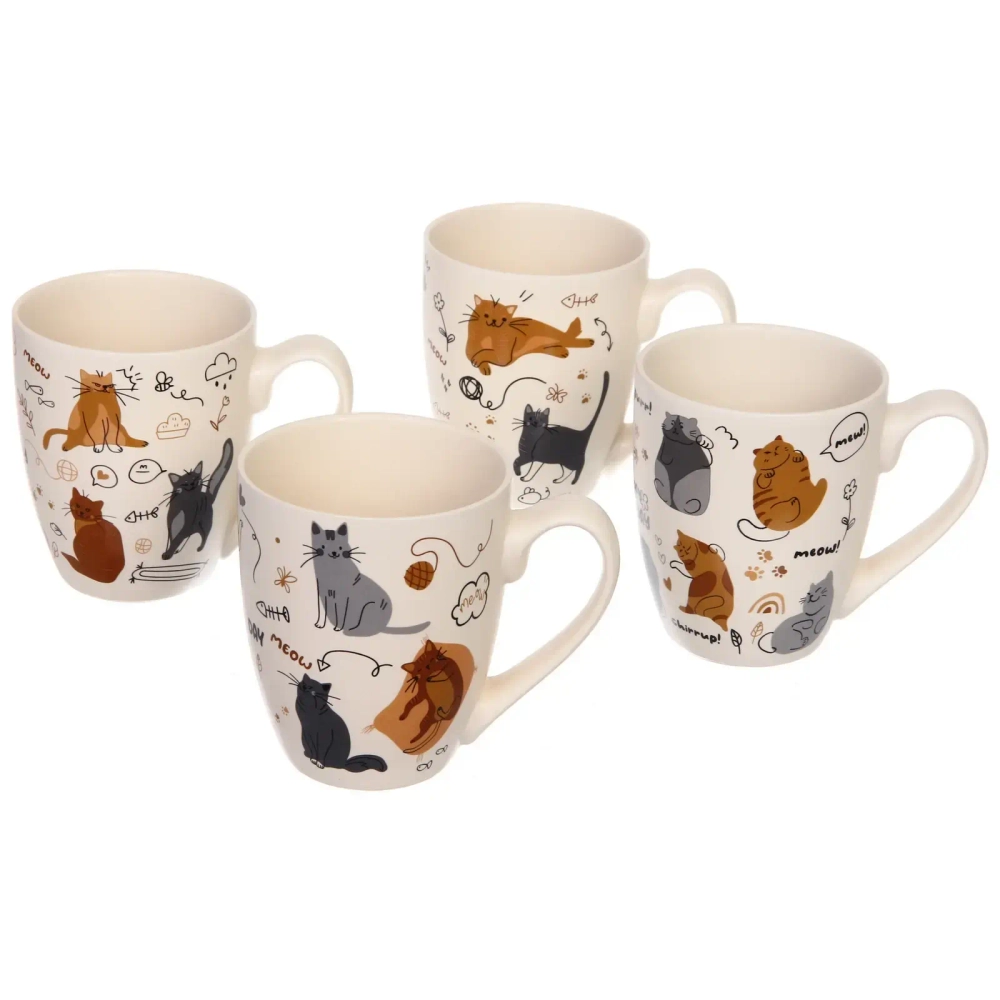 Кружка керамическая 350мл «Славные котики», микс 4рисунка